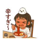 女の子と小鳥 食べながら一言♪（個別スタンプ：4）