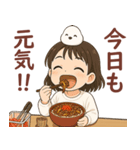 女の子と小鳥 食べながら一言♪（個別スタンプ：13）
