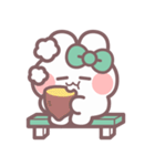 秋を生きるうしゃぎ！！ 緑色（個別スタンプ：29）