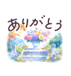 秋冬 京都 でか文字 水彩✿大人上品お花（個別スタンプ：13）