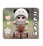 飛び出す！パンダ帽が可愛い猫 毎日使える（個別スタンプ：2）