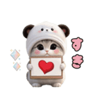 飛び出す！パンダ帽が可愛い猫 毎日使える（個別スタンプ：7）