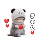飛び出す！パンダ帽が可愛い猫 毎日使える（個別スタンプ：8）