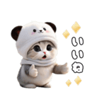飛び出す！パンダ帽が可愛い猫 毎日使える（個別スタンプ：10）