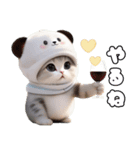 飛び出す！パンダ帽が可愛い猫 毎日使える（個別スタンプ：15）