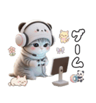飛び出す！パンダ帽が可愛い猫 毎日使える（個別スタンプ：21）