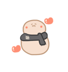 淡色ゆきだるまくん（黒）（個別スタンプ：4）