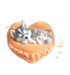 シベリアンハスキーとねこ♡文字なし（個別スタンプ：4）