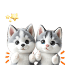シベリアンハスキーとねこ♡文字なし（個別スタンプ：8）