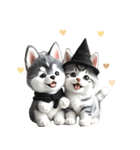 シベリアンハスキーとねこ♡文字なし（個別スタンプ：9）