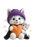 シベリアンハスキーとねこ♡文字なし（個別スタンプ：11）