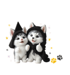 シベリアンハスキーとねこ♡文字なし（個別スタンプ：12）
