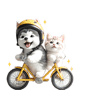 シベリアンハスキーとねこ♡文字なし（個別スタンプ：13）