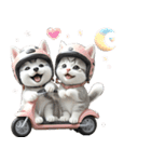 シベリアンハスキーとねこ♡文字なし（個別スタンプ：14）