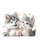 シベリアンハスキーとねこ♡文字なし（個別スタンプ：15）