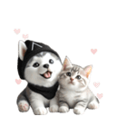 シベリアンハスキーとねこ♡文字なし（個別スタンプ：21）