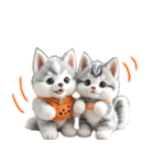 シベリアンハスキーとねこ♡文字なし（個別スタンプ：22）