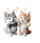 シベリアンハスキーとねこ♡文字なし（個別スタンプ：24）