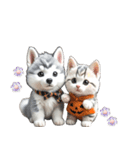 シベリアンハスキーとねこ♡文字なし（個別スタンプ：25）