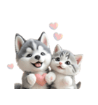 シベリアンハスキーとねこ♡文字なし（個別スタンプ：26）