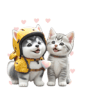 シベリアンハスキーとねこ♡文字なし（個別スタンプ：28）