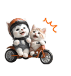 シベリアンハスキーとねこ♡文字なし（個別スタンプ：30）