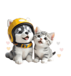 シベリアンハスキーとねこ♡文字なし（個別スタンプ：32）