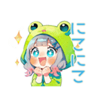 蛙フードパーカーの女の子♡雨の日誘い（個別スタンプ：38）