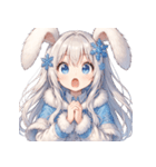 雪うさぎのゆるかわ絵文字 癒し表情集（個別スタンプ：3）