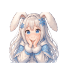 雪うさぎのゆるかわ絵文字 癒し表情集（個別スタンプ：4）