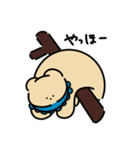 青色スタイのくまちゃんと世話好きわんこ（個別スタンプ：2）