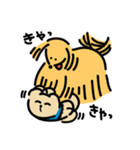 青色スタイのくまちゃんと世話好きわんこ（個別スタンプ：16）