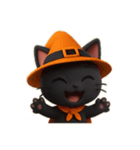 ハロウィンと黒猫のシンプルスタンプ（個別スタンプ：1）