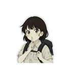 山ガール 黒ボブ（個別スタンプ：5）