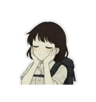 山ガール 黒ボブ（個別スタンプ：7）