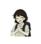 山ガール 黒ボブ（個別スタンプ：8）