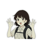 山ガール 黒ボブ（個別スタンプ：9）