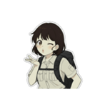 山ガール 黒ボブ（個別スタンプ：10）