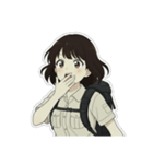 山ガール 黒ボブ（個別スタンプ：16）