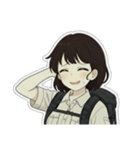 山ガール 黒ボブ（個別スタンプ：23）
