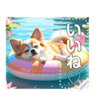 【犬】眠そうチワワ♡プール浮き輪（個別スタンプ：3）