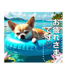 【犬】眠そうチワワ♡プール浮き輪（個別スタンプ：7）