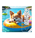 【犬】眠そうチワワ♡プール浮き輪（個別スタンプ：15）