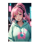 サイバー朋客の女の子の写真（個別スタンプ：15）