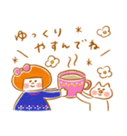 《冬色♡ほんわか言葉》ハナチャンと猫（個別スタンプ：10）