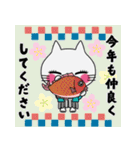 飛び出す！秋から年末年始の猫のレト（個別スタンプ：16）