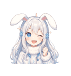 雪うさぎのドタバタ日常絵文字（個別スタンプ：1）