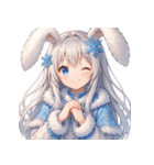 雪うさぎのドタバタ日常絵文字（個別スタンプ：4）