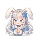 雪うさぎのドタバタ日常絵文字（個別スタンプ：5）