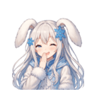 雪うさぎのドタバタ日常絵文字（個別スタンプ：9）